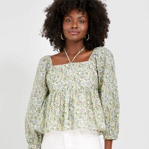 Tuckernuck Ditsy Floral Tara Tie-Neck Blouse - XXL - New With Tags